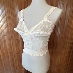 Vintage 1960s Exquisite Form Longline Corset Bra White Lace